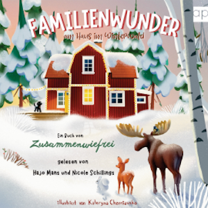 Familienwunder am Haus im Winterwald