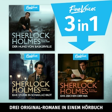 Die große Sherlock Holmes Hörbuch-Box - Eine Studie in Scharlachrot + Das Zeichen der vier + Der Hund von Baskerville (ungekürzt